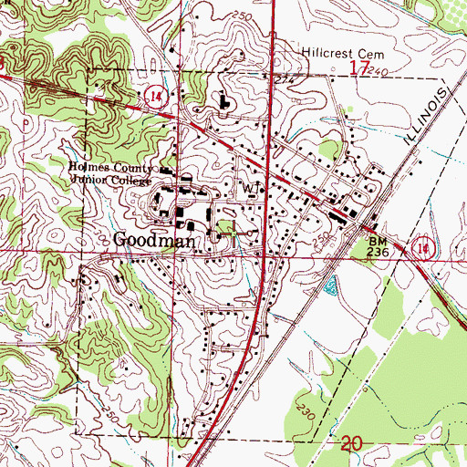 Topographic Map of Town of Goodman, MS