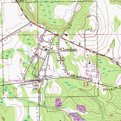 Topographic Map of Town of Gordon, AL