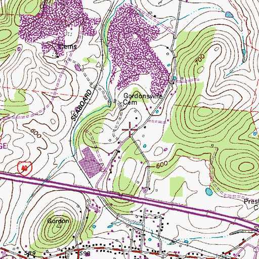 Topographic Map of Town of Gordonsville, TN