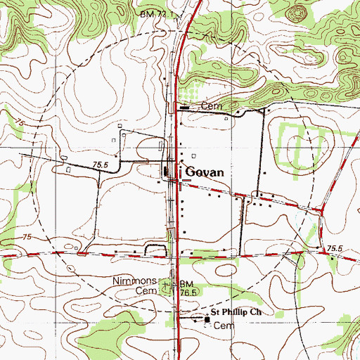 Topographic Map of Town of Govan, SC
