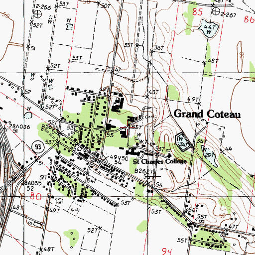 Topographic Map of Town of Grand Coteau, LA