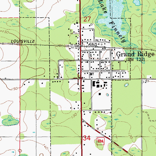 Topographic Map of Town of Grand Ridge, FL