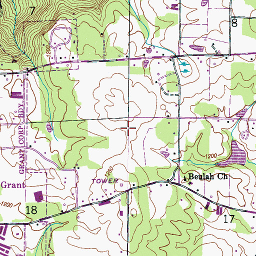 Topographic Map of Town of Grant, AL