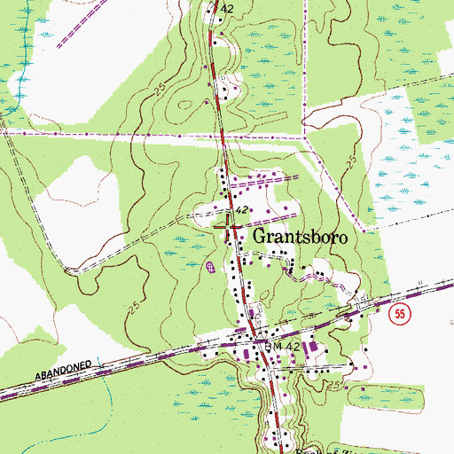 Topographic Map of Town of Grantsboro, NC