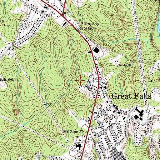 Topographic Map of Town of Great Falls, SC