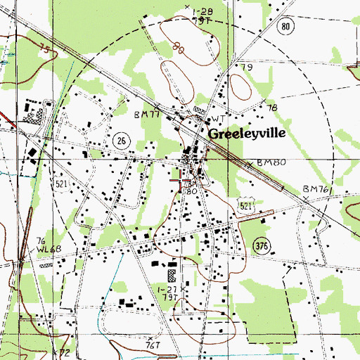 Topographic Map of Town of Greeleyville, SC