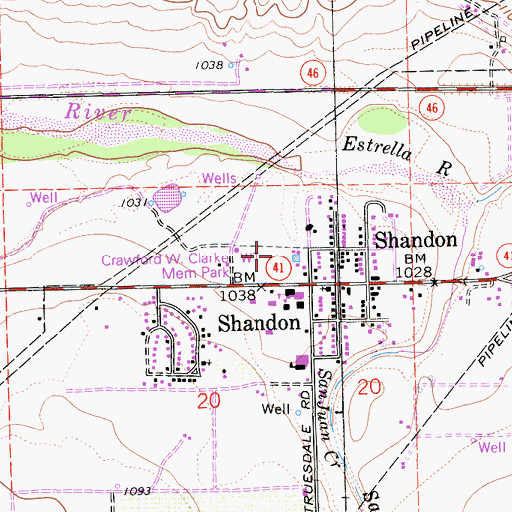 Topographic Map of Clark Memorial Park, CA