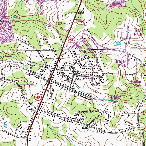 Topographic Map of Town of Green Level, NC