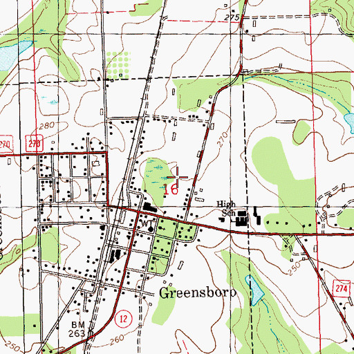 Topographic Map of Town of Greensboro, FL