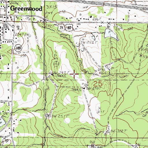 Topographic Map of Town of Greenwood, LA