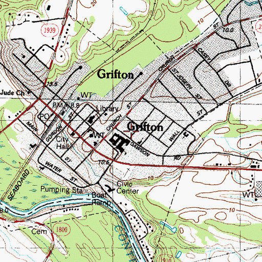 Topographic Map of Town of Grifton, NC