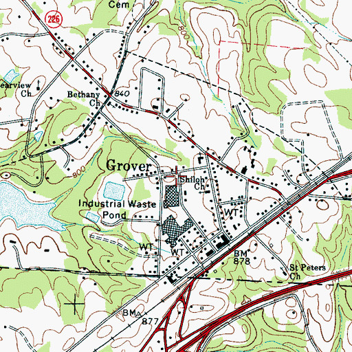 Topographic Map of Town of Grover, NC