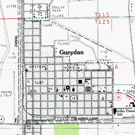 Topographic Map of Town of Gueydan, LA