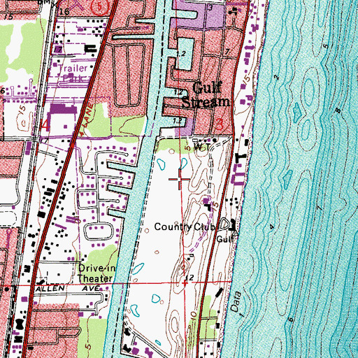 Topographic Map of Town of Gulf Stream, FL
