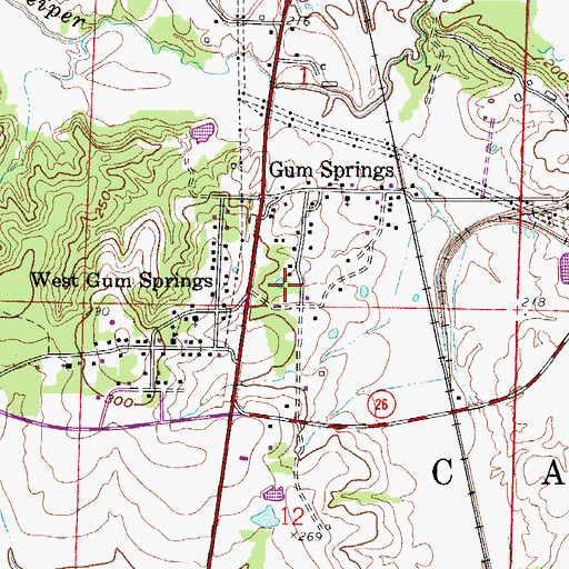 Topographic Map of Town of Gum Springs, AR