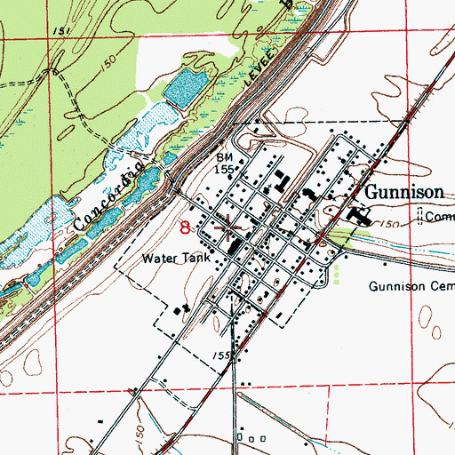 Topographic Map of Town of Gunnison, MS