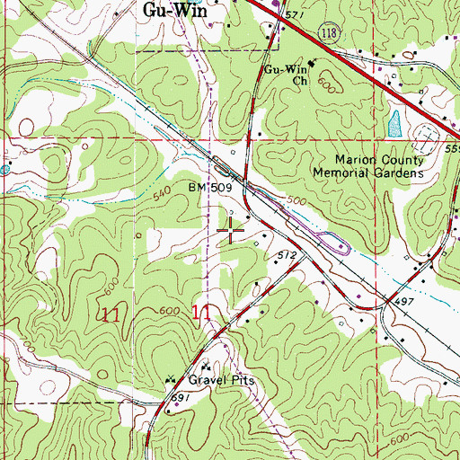 Topographic Map of Town of Gu-Win, AL
