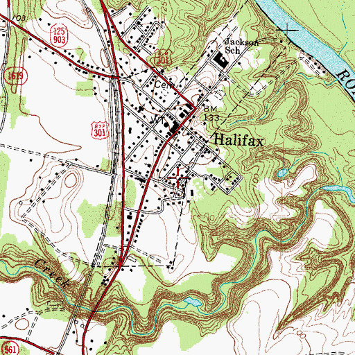 Topographic Map of Town of Halifax, NC