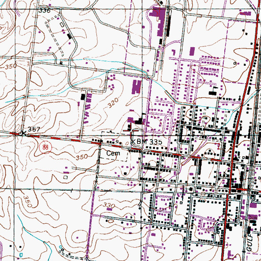 Topographic Map of Town of Halls, TN