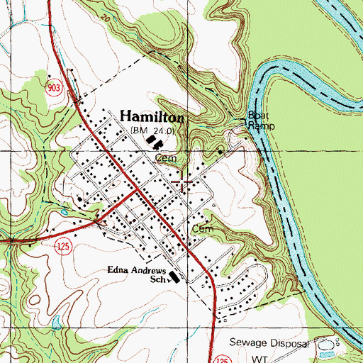 Topographic Map of Town of Hamilton, NC