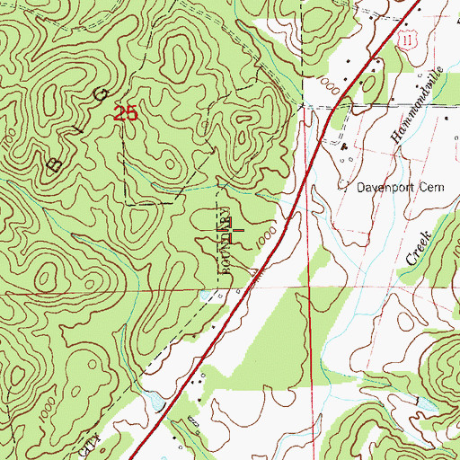 Topographic Map of Town of Hammondville, AL