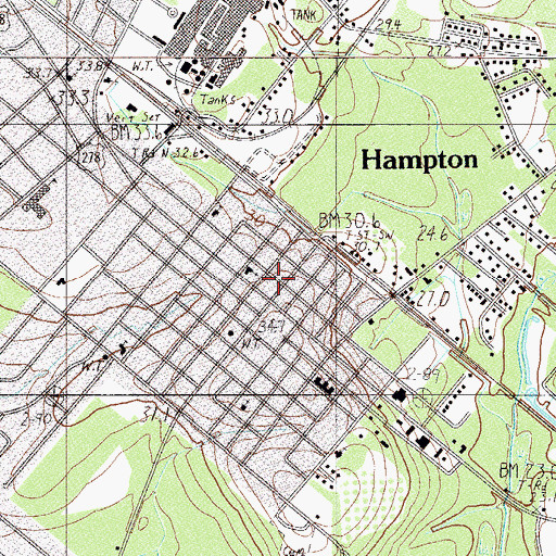 Topographic Map of Town of Hampton, SC