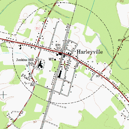 Topographic Map of Town of Harleyville, SC