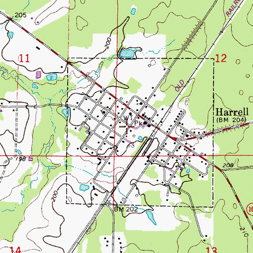 Topographic Map of Town of Harrell, AR