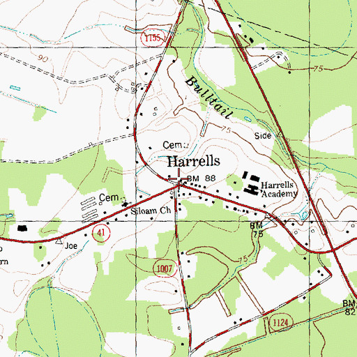 Topographic Map of Town of Harrells, NC