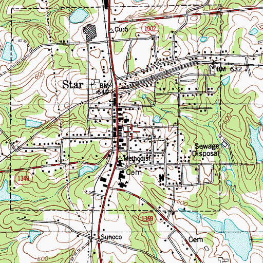 Topographic Map of Town of Star, NC