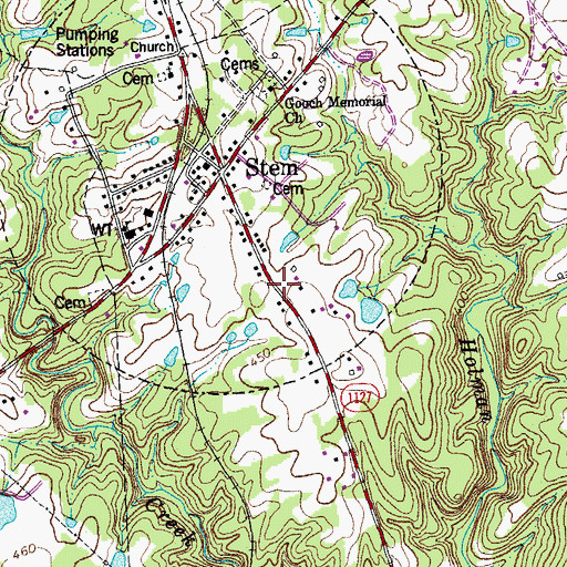 Topographic Map of Town of Stem, NC