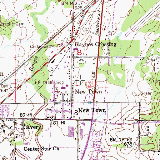 Topographic Map of City of Stevenson, AL