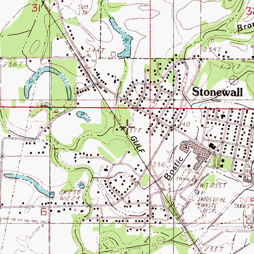 Topographic Map of Town of Stonewall, MS