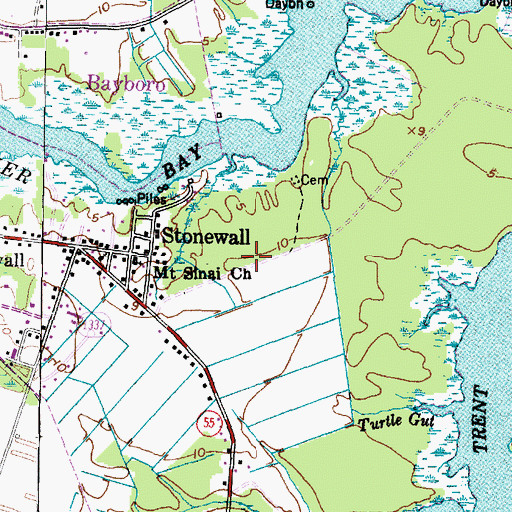 Topographic Map of Town of Stonewall, NC