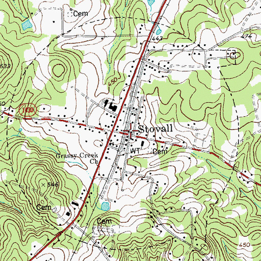 Topographic Map of Town of Stovall, NC