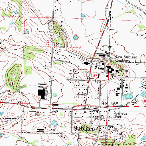 Topographic Map of Town of Subiaco, AR