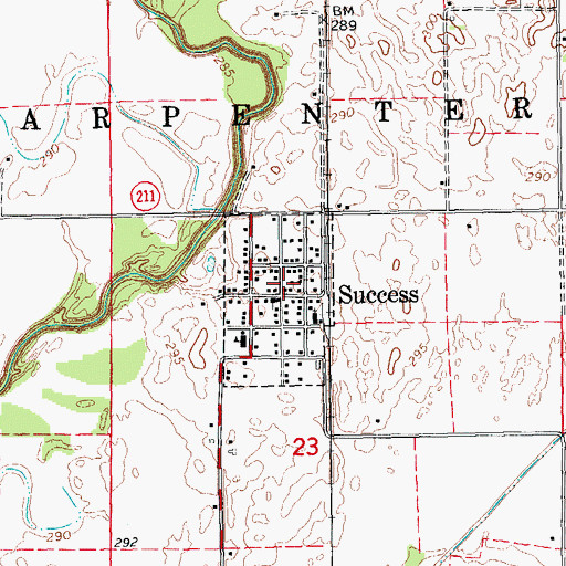 Topographic Map of Town of Success, AR