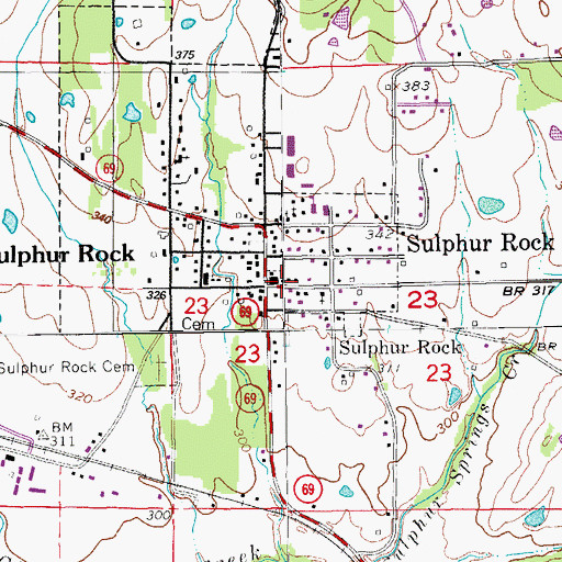 Topographic Map of Town of Sulphur Rock, AR