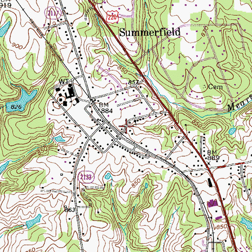Topographic Map of Town of Summerfield, NC