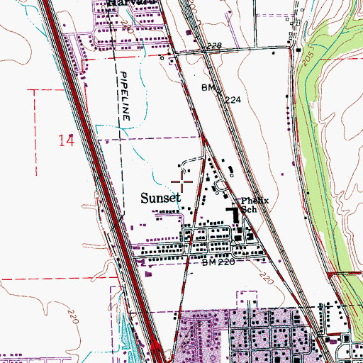 Topographic Map of Town of Sunset, AR