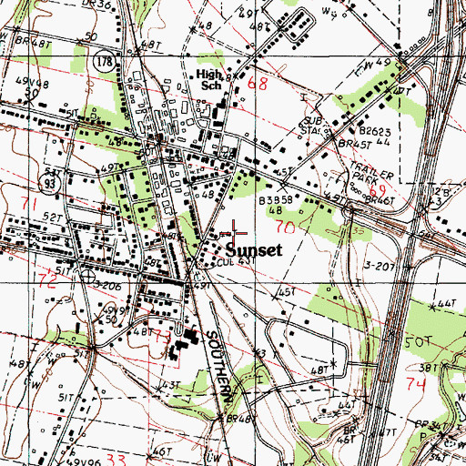 Topographic Map of Town of Sunset, LA
