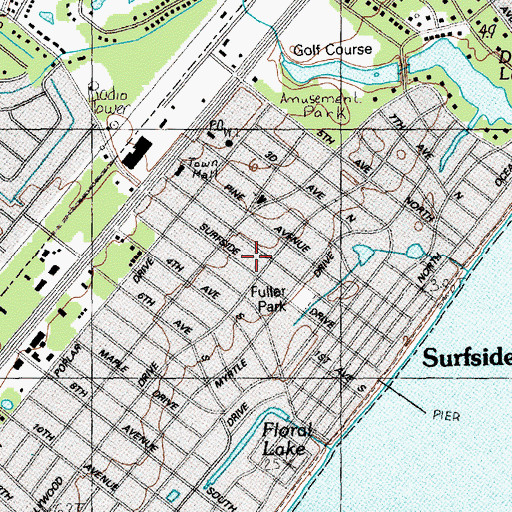 Topographic Map of Town of Surfside Beach, SC