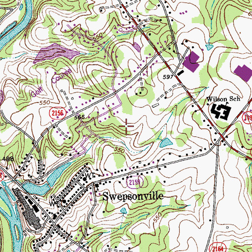 Topographic Map of Town of Swepsonville, NC