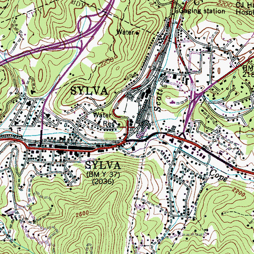 Topographic Map of Town of Sylva, NC