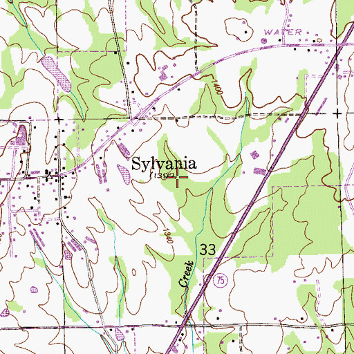Topographic Map of Town of Sylvania, AL