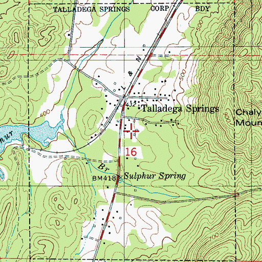 Topographic Map of Town of Talladega Springs, AL