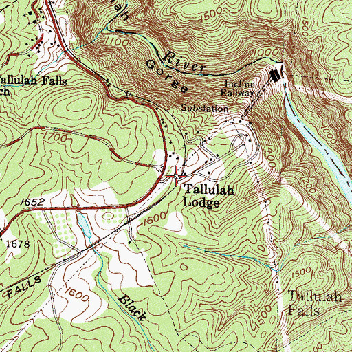 Topographic Map of Town of Tallulah Falls, GA