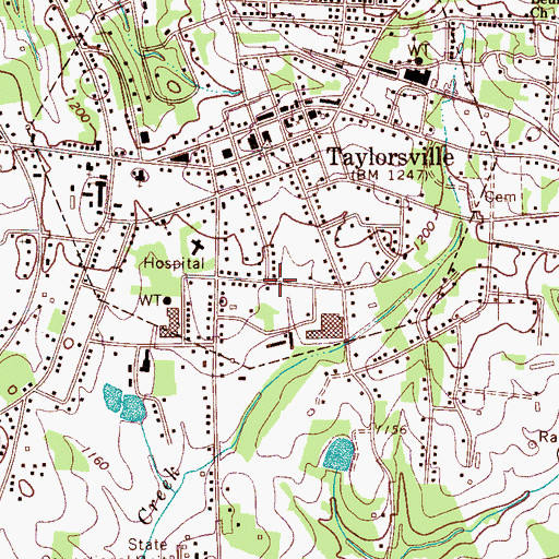 Topographic Map of Town of Taylorsville, NC