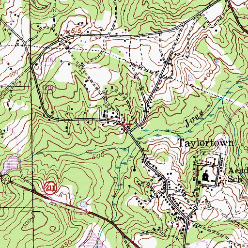 Topographic Map of Town of Taylortown, NC