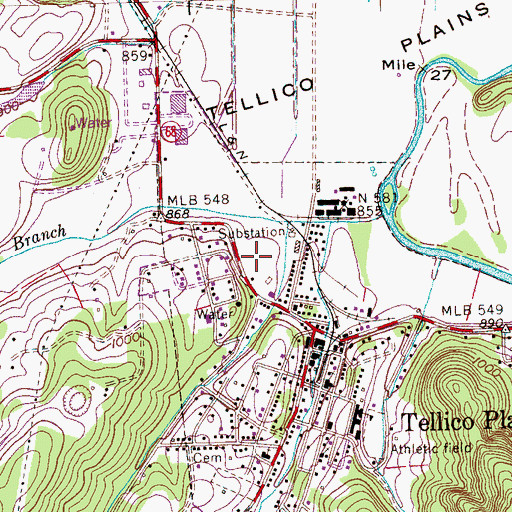 Topographic Map of Town of Tellico Plains, TN